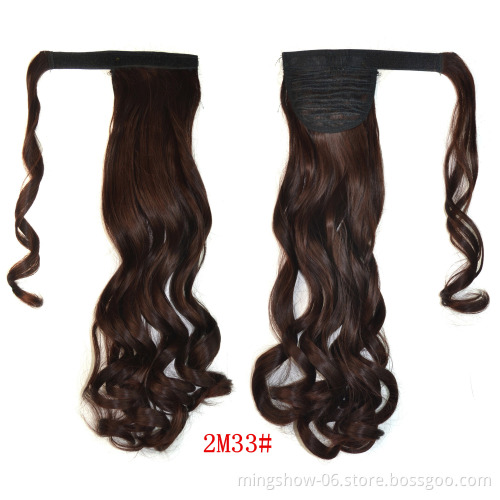 Long culry cambodian blonde elastic pony tail bands pony tail hair extension
